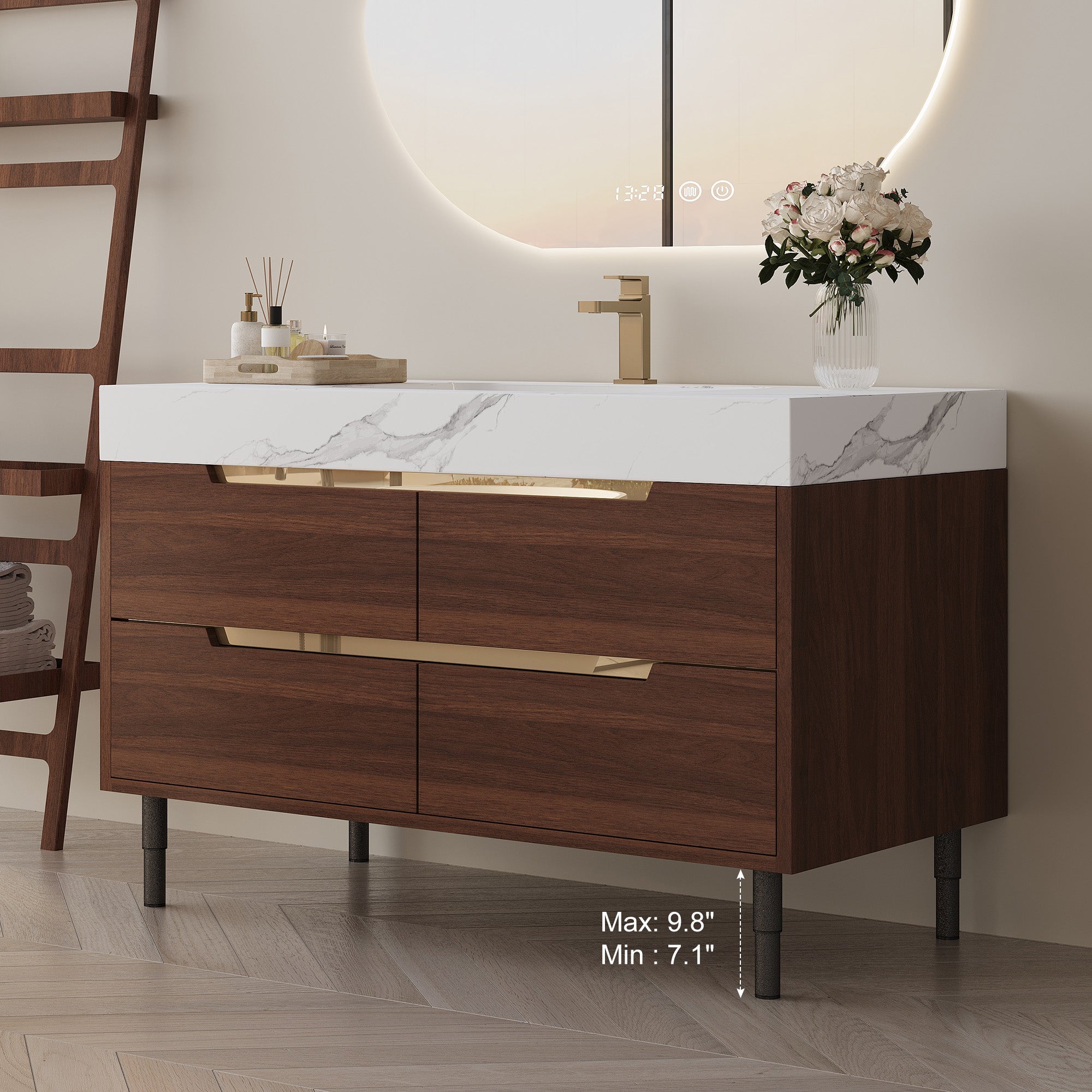 35.4" Farmhouse Free-standing Sintered Stone Bathroom Vanity with Undermount Sink by HouseOfZazla