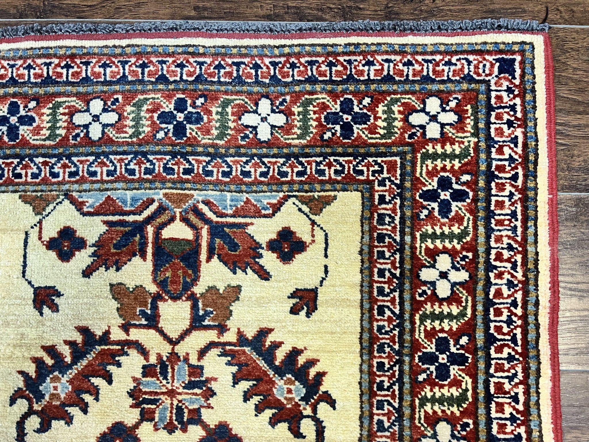 Afghan Heriz Runner Rug 2.9 x 12, Vintage Hand Knotted Persian Carpet for Hallway, 12ft Runner, Wool, Cream by Jewel Rugs