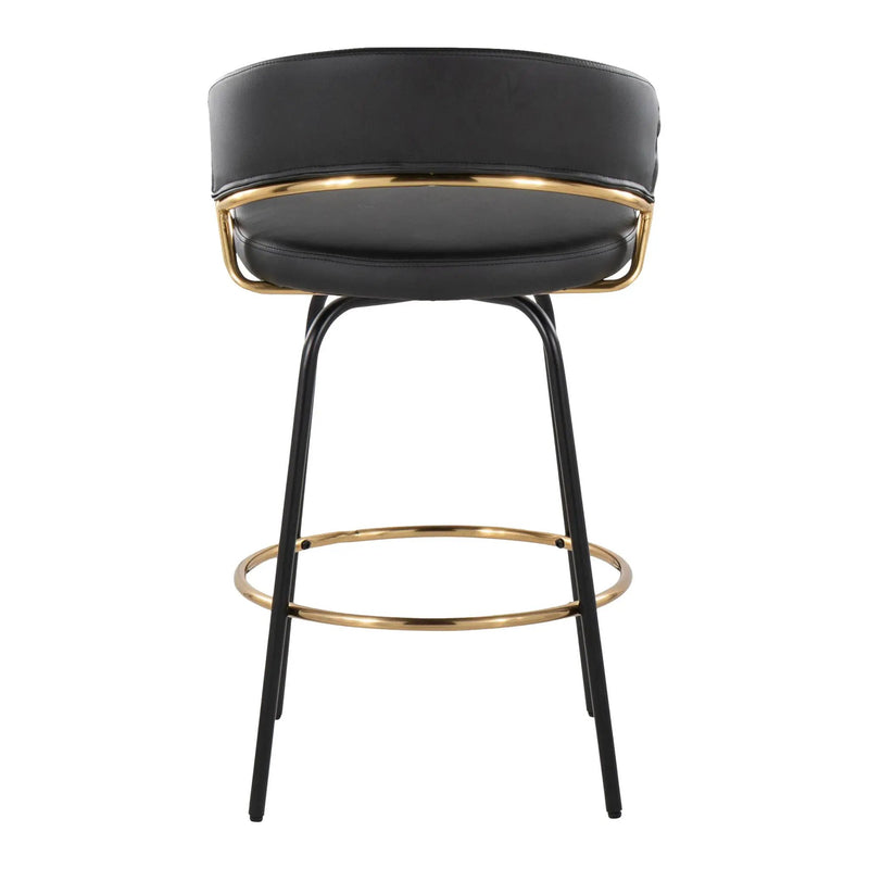 Jie - Fixed Height Contemporary Counter Stool With Swivel Round Footrest (Set of 2) by Unique Piece Furniture