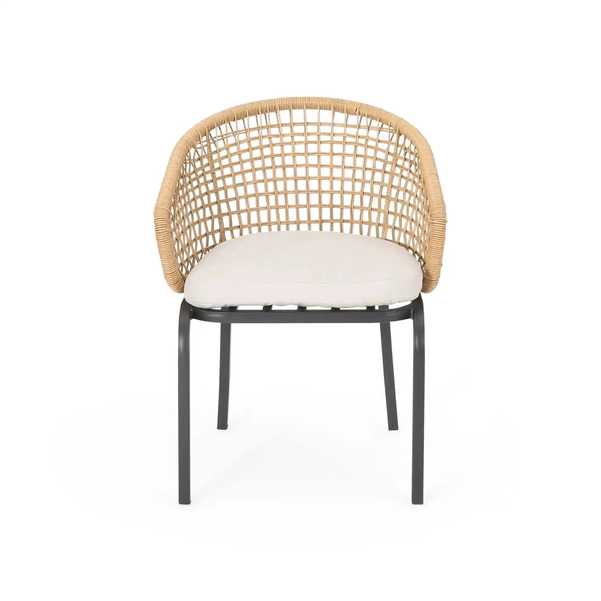 Outdoor Wicker Chair With Powder-Coated Iron Legs by HouseOfZazla