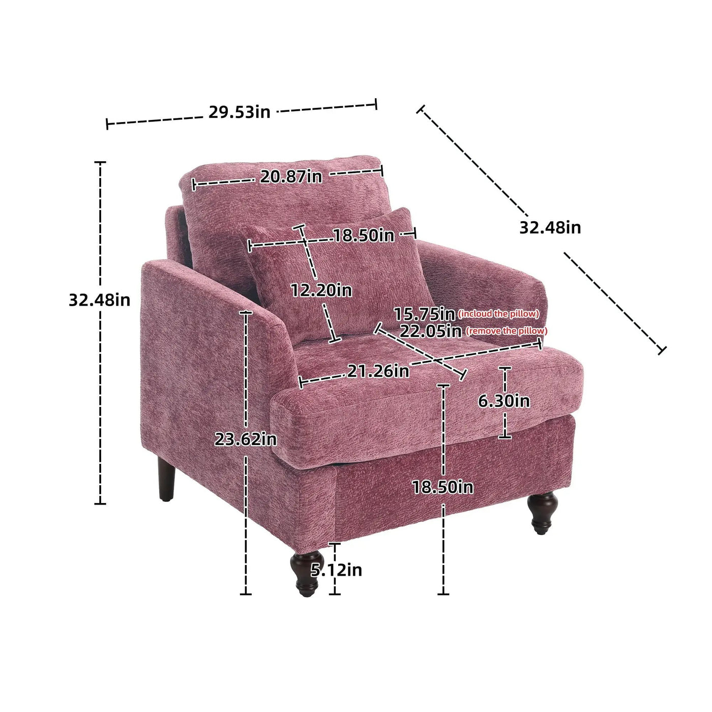Modern Mid Century Wood Frame Armchair With Tufted Design by Unique Piece Furniture
