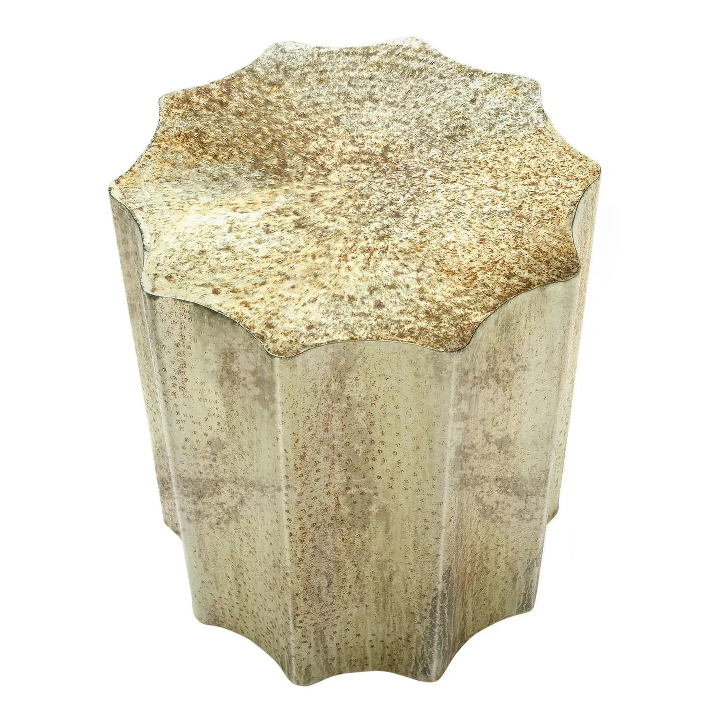 Drum Accent Side Table, Stylish Scalloped Design by Unique Piece Furniture