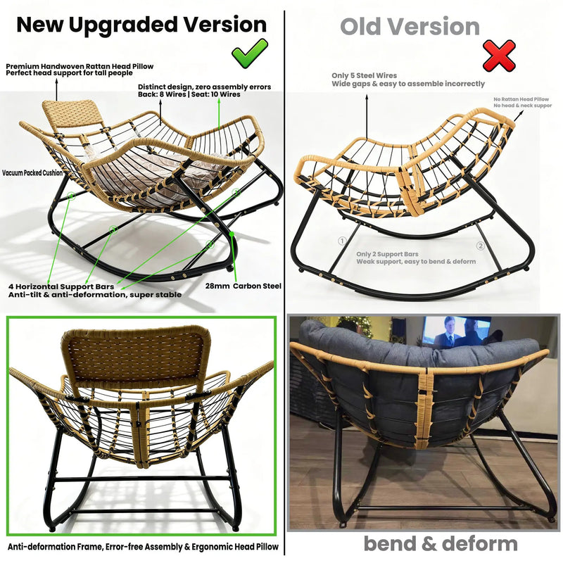 Papasan Rocking Chair - Outdoor & Indoor Oversized Lounge Chair by HouseOfZazla