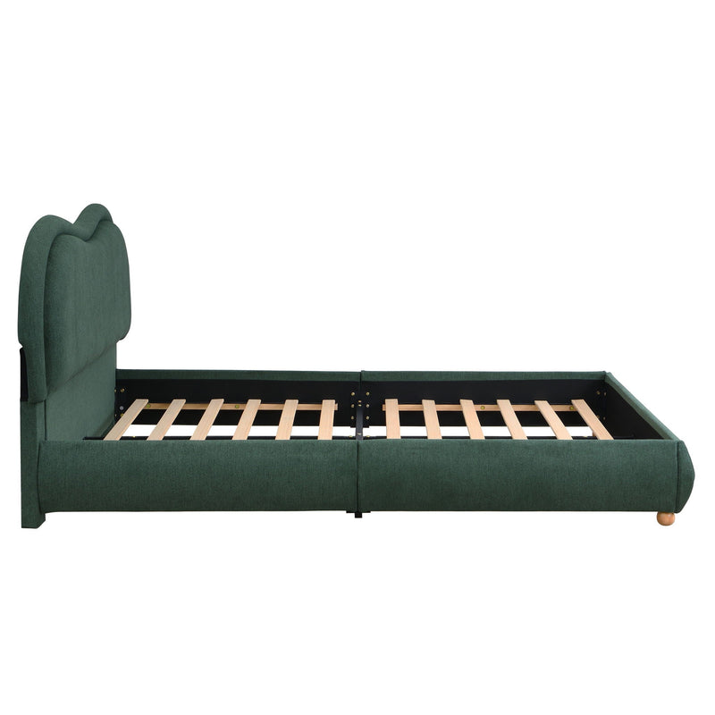 Upholstered Platform Bed Frame With Curved Headboard by HouseOfZazla