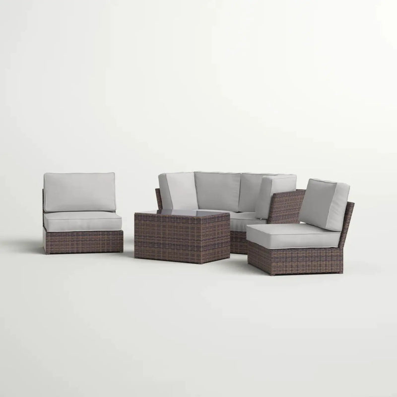 Comfortable Modern Patio Rattan Sectional Set With Cushions by HouseOfZazla