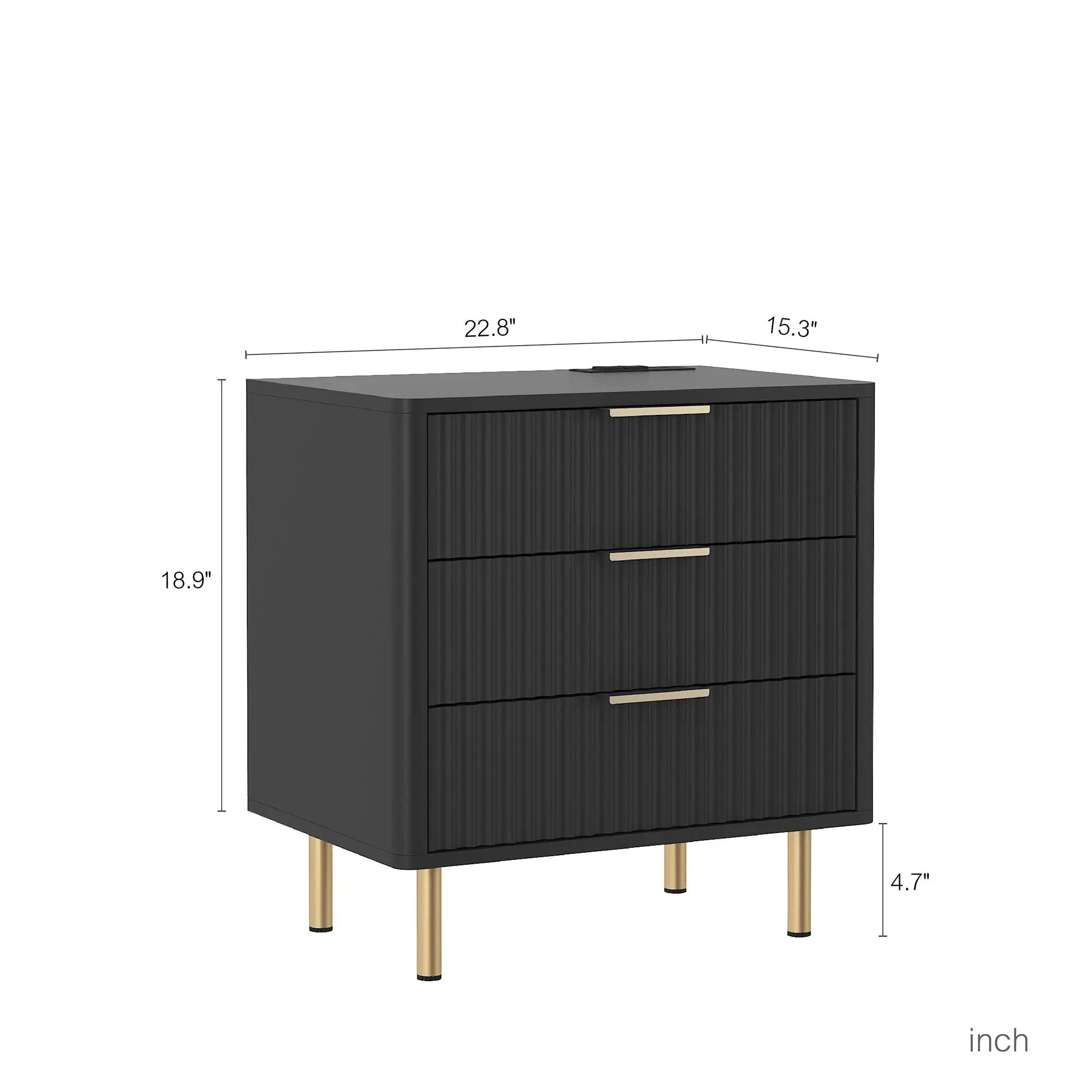 Nightstand with Charging Station and Night Light by HouseOfZazla