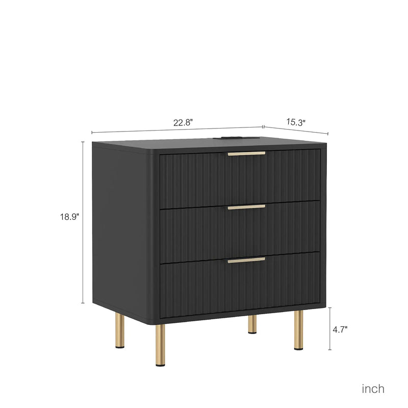 Nightstand with Charging Station and Night Light by HouseOfZazla
