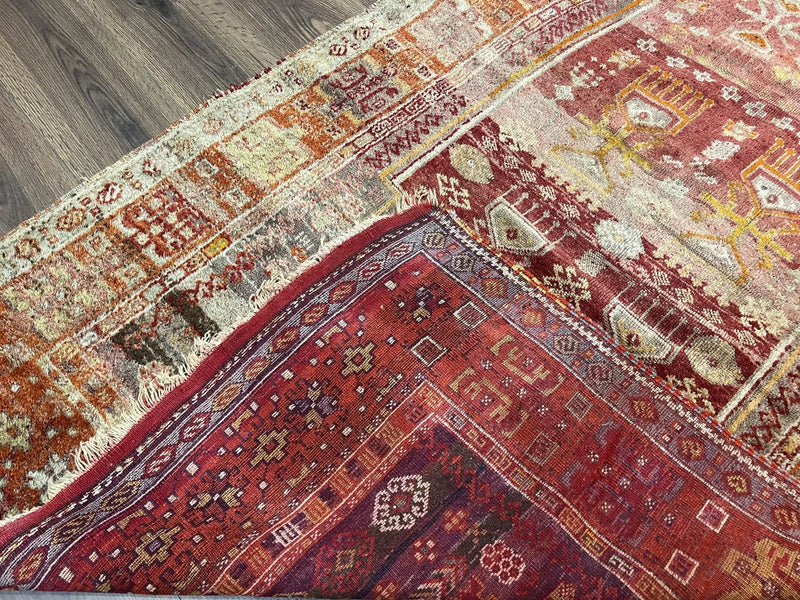 Antique Turkish Melas Rug 4x7, Tribal Geometric Unique Collectible Hand Knotted Wool Oriental Carpet, Rare 1920s Rug, Burnt Orange Red by Jewel Rugs
