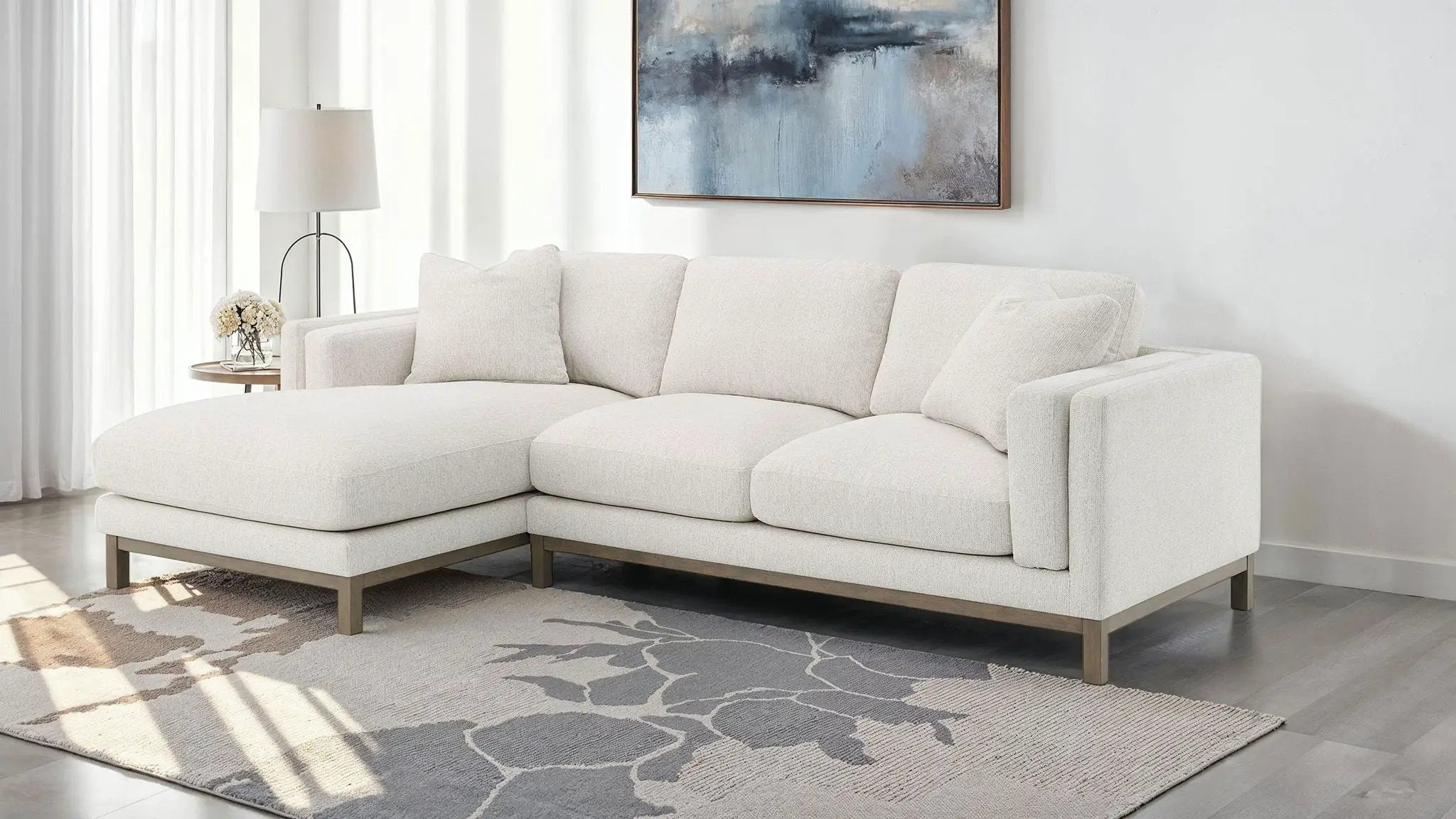Geneva Boucle Upholstered Sectional Chaise Sofa Sand by Unique Piece Furniture