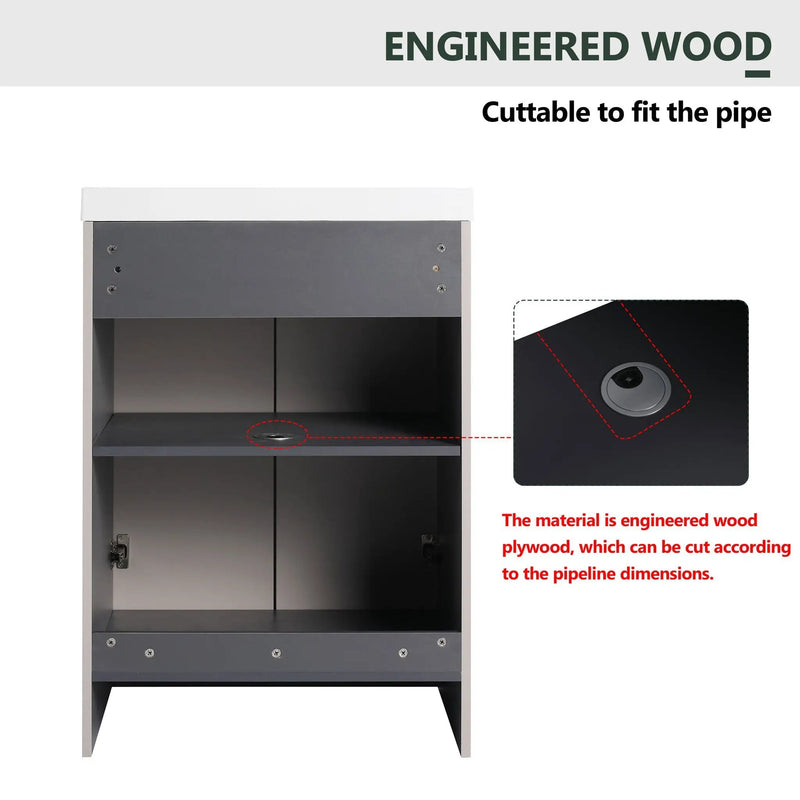 Modern Freestanding Bathroom Vanity With Soft Close Cabinet Doors by HouseOfZazla