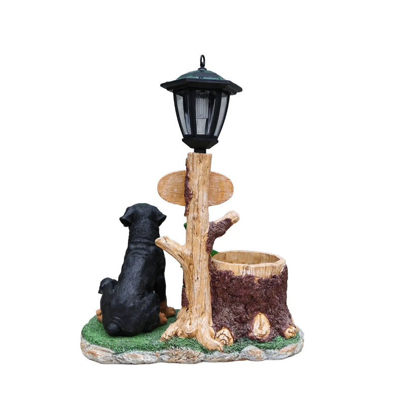 Rottweiler Dog Family Planter Statue by HouseOfZazla