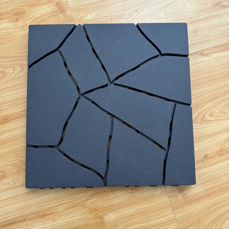 Stone Style Patio Deck Tiles For Porch (Set of 44) - Gray by HouseOfZazla