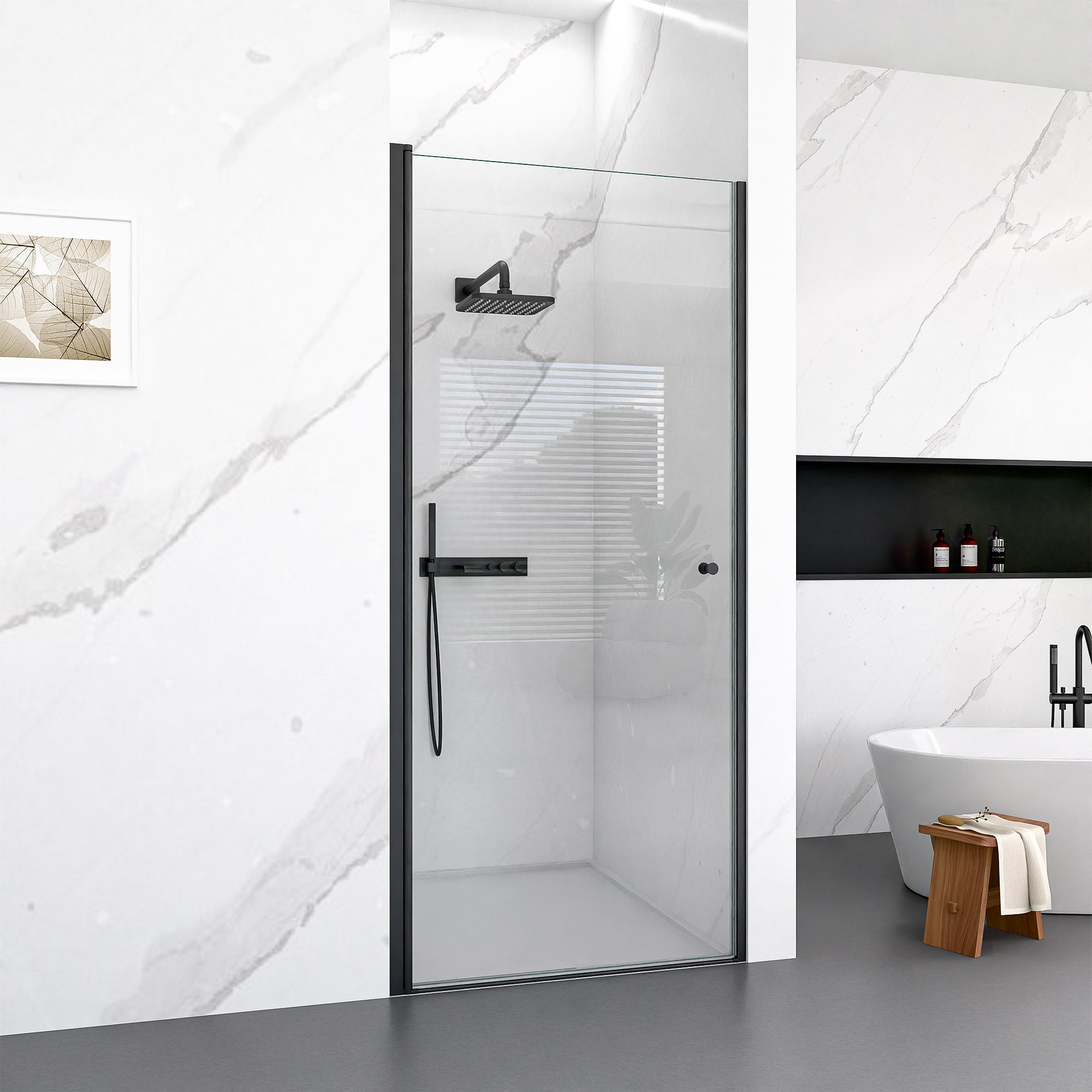 30"W x 72"H Frameless Circular Pivot Shower Door in Matte by HouseOfZazla