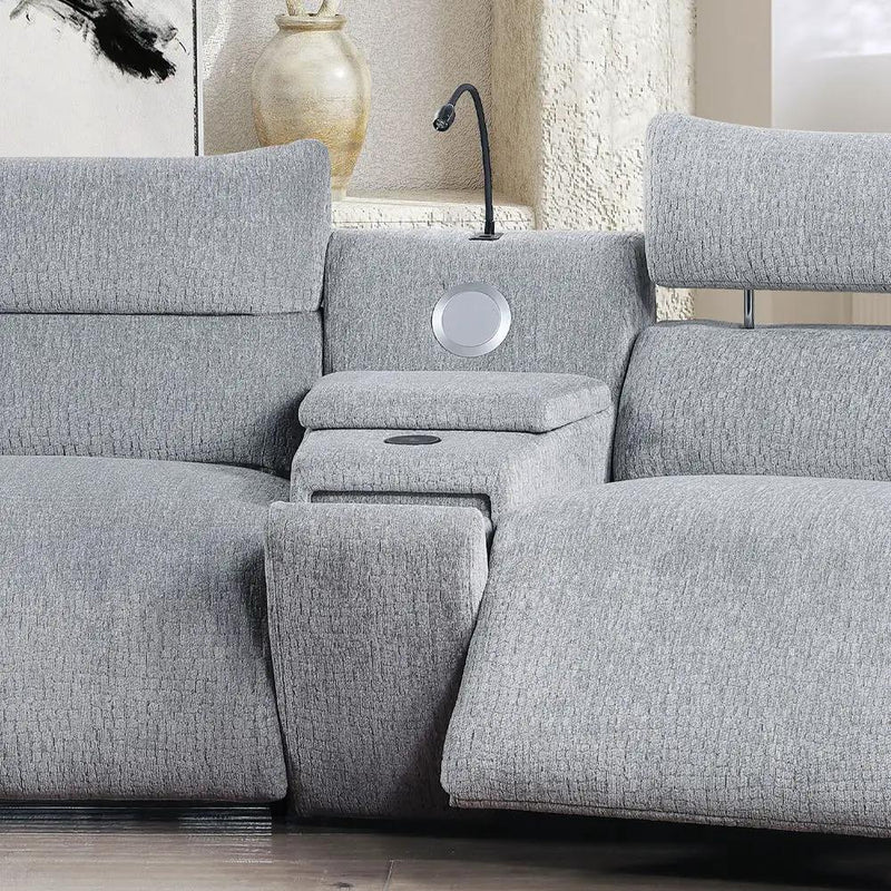Fullar - Modular Console With Speaker & Cup Holder - Light Gary Chenille by Unique Piece Furniture