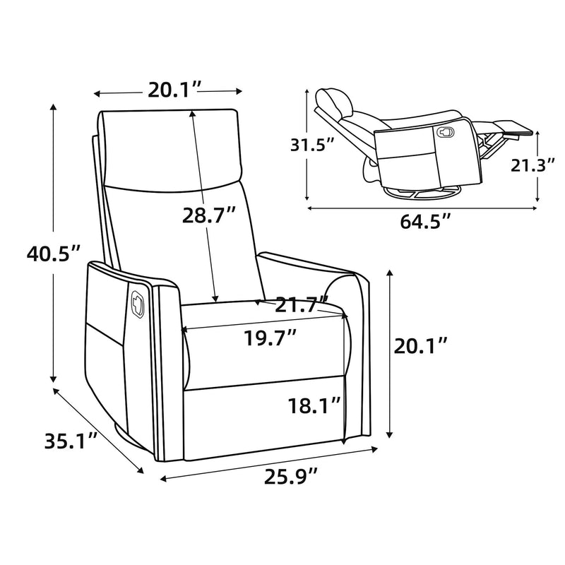 Heat Massage Manual Recliner Chair with Rocker and Swivel by HouseOfZazla
