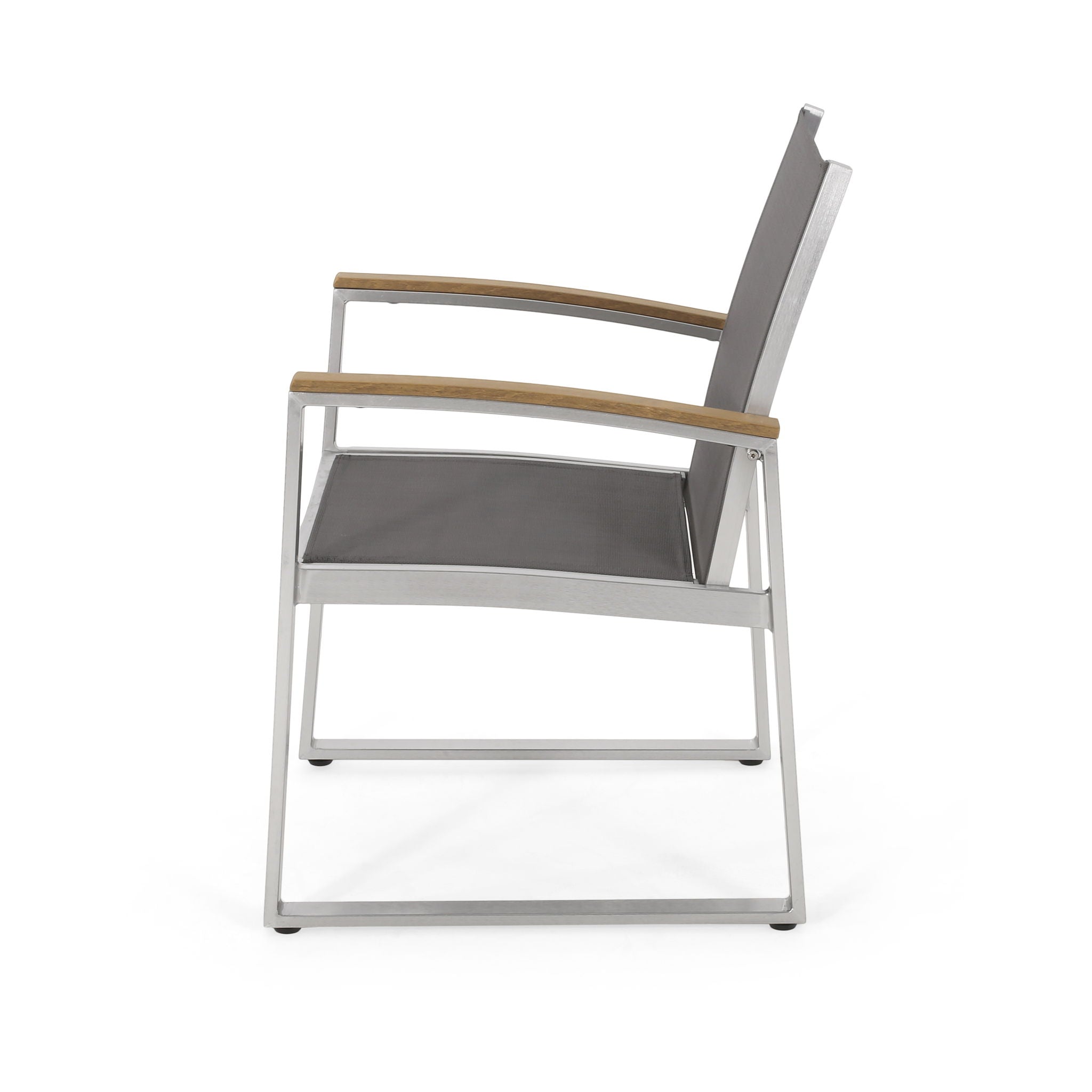 Poetic Outdoor Dining Chair with Faux Wood Arms and Aluminum Frame (Set of 2) by HouseOfZazla
