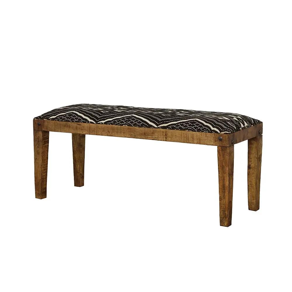 Lamont Fabric Upholstered Accent Bench Black and Natural by Unique Piece Furniture