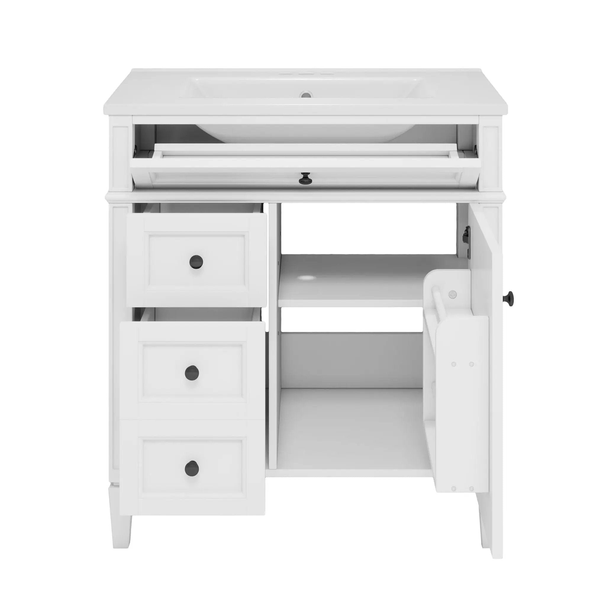 Bathroom Vanity With Top Sink, Storage Cabinet With 2 Drawers, Tip Out Drawer by HouseOfZazla