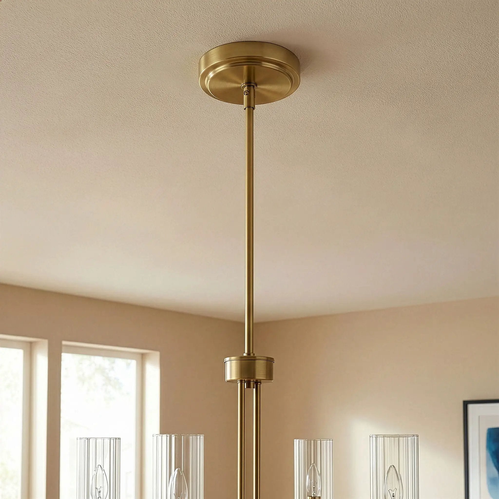 Enigma - 4 Lights Chandelier With Clear Ribbed Satin - Antique Brass / Clear / Gold by Unique Piece Furniture
