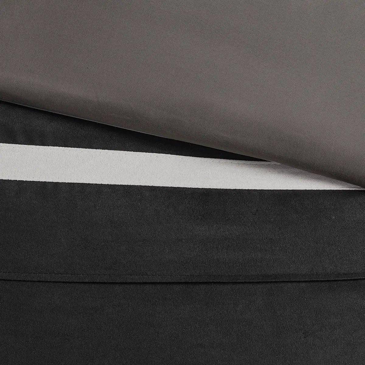 7 Pc Pieced Faux Suede Comforter Set Black Queen by HouseOfZazla