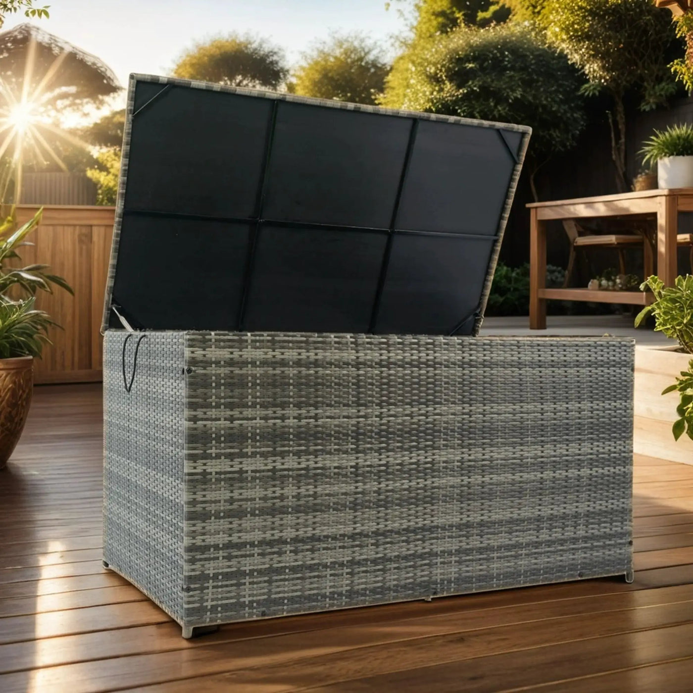 Outdoor Storage Box, Wicker Patio Deck Boxes With Lid, Outdoor Cushion Storage For Kids Toys, Pillows, Towel, Wicker by Unique Piece Furniture