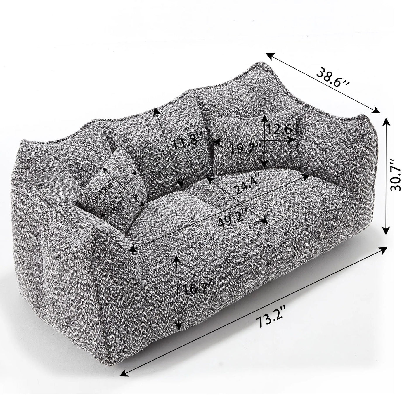 Comfortable Dual Beanbag Chair With High Resilience Foam Core For 2 People by Unique Piece Furniture