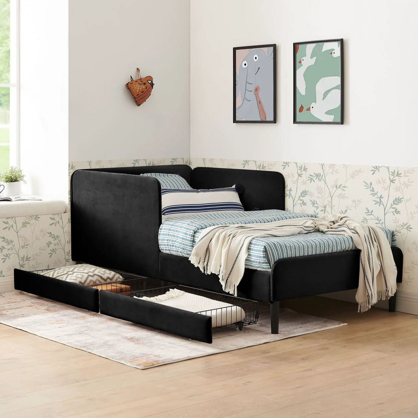 Upholstered Platform Bed Frame With 2 Storage Drawers And Adjustable Sofa Bed by Unique Piece Furniture