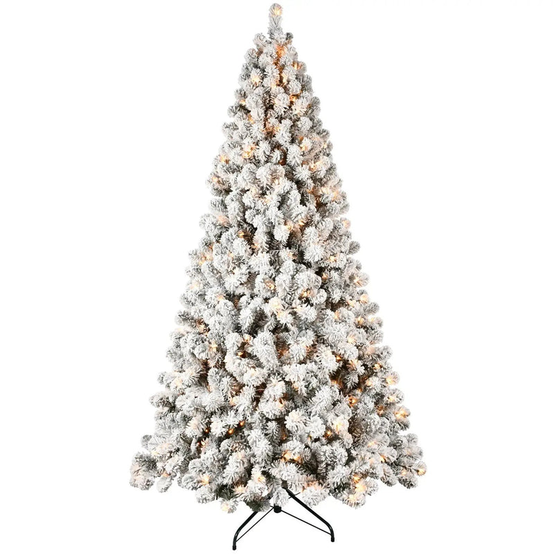 9-Foot Pre-Lit Snow-Flocked Christmas Tree by HouseOfZazla