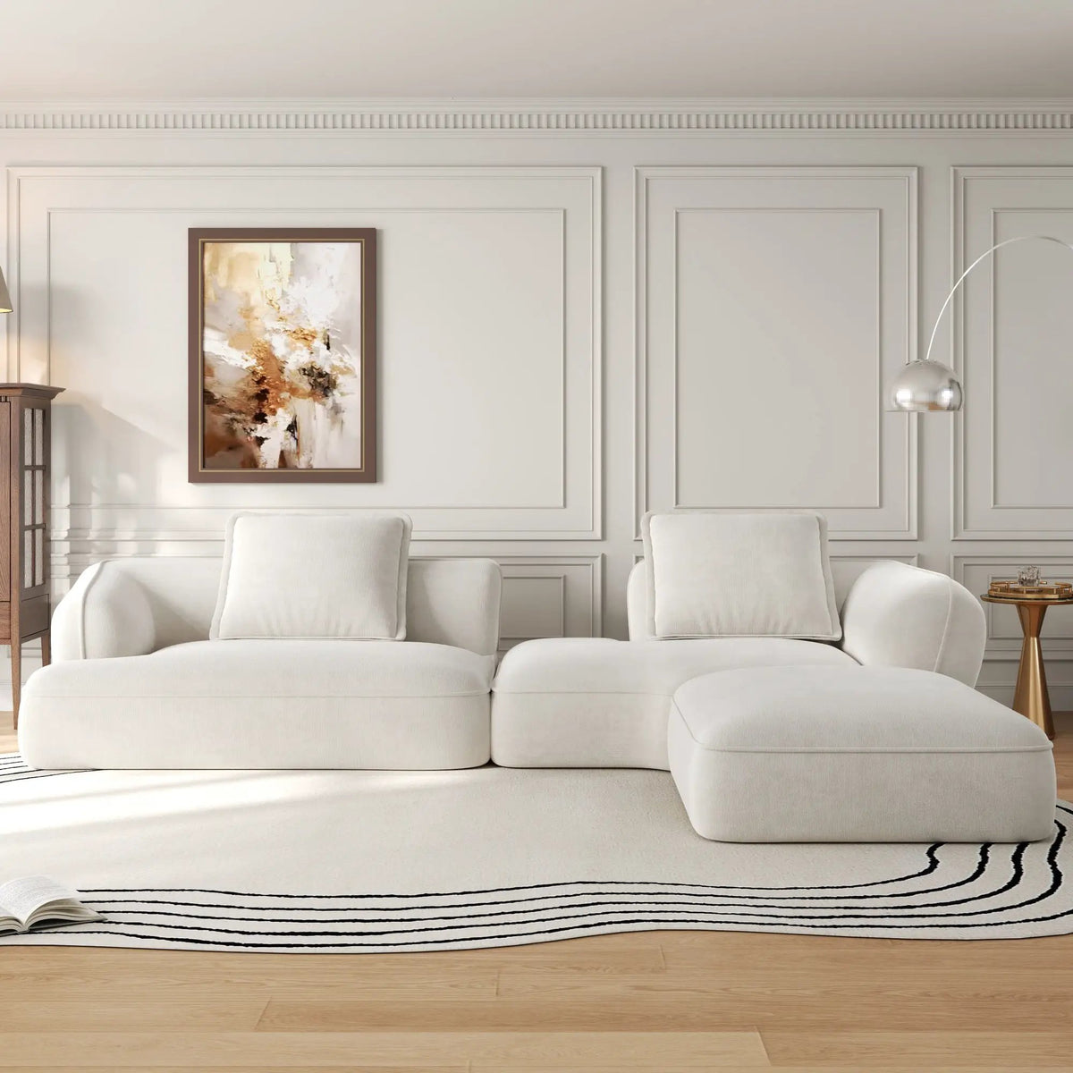122" Modern L-Shaped Sectional Sofa with High-Density Foam and Chaise Lounge by HouseOfZazla