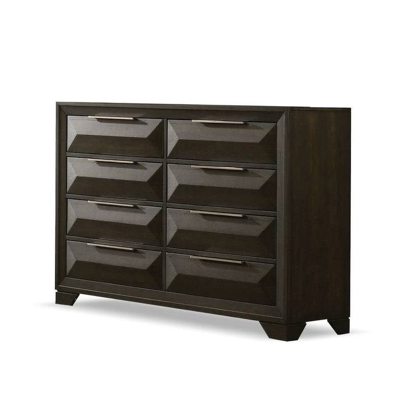 Dresser With Mirror Beveled Bracket Feet Handles 8 Drawers - Espresso by Unique Piece Furniture