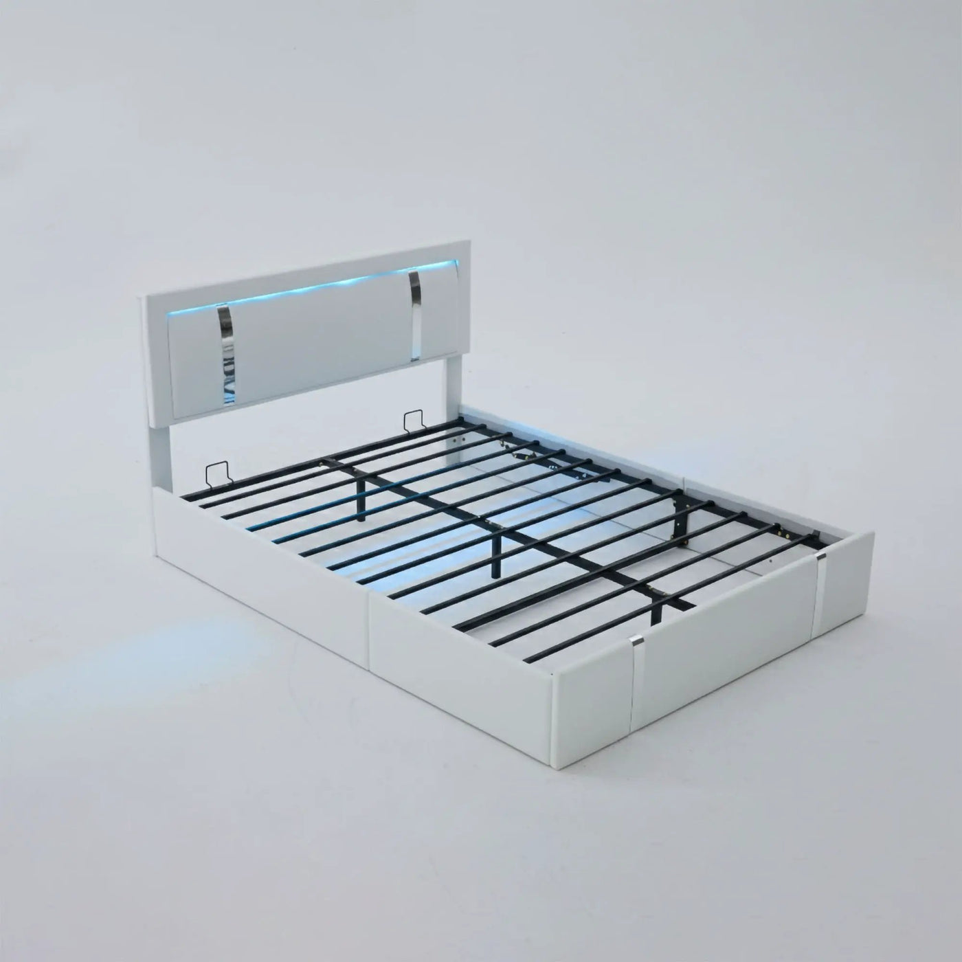 Upholstered Platform Bed Frame With Adjustable LED Headboard, USB C-Charging, Hydraulic Lift by Unique Piece Furniture