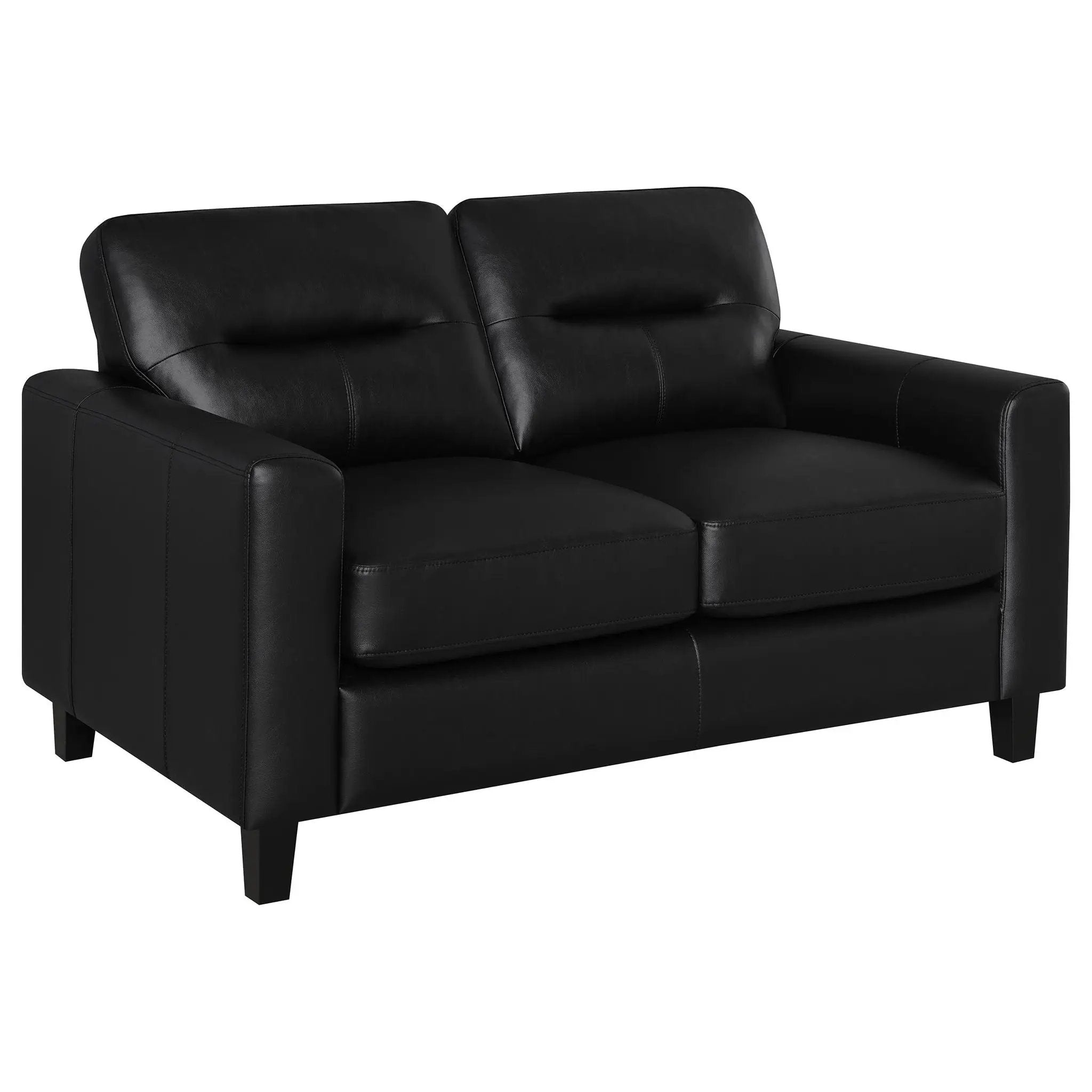 Scotland 2-piece Faux Leather Upholstered Sofa Set Black by Unique Piece Furniture