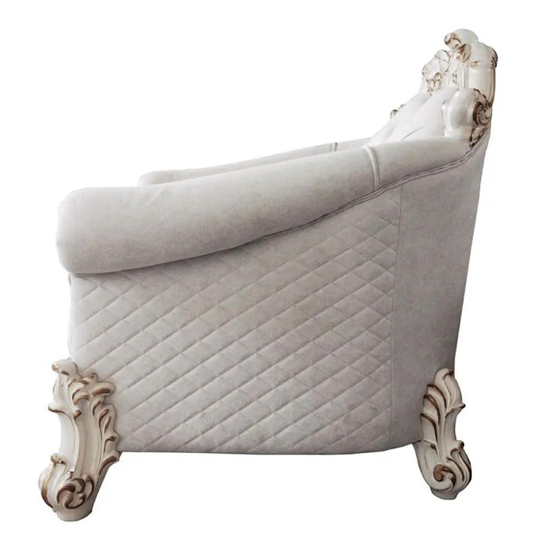 Vendome II - Chair With 2 Pillows - Two Tone Ivory Fabric & Antique Pearl by Unique Piece Furniture