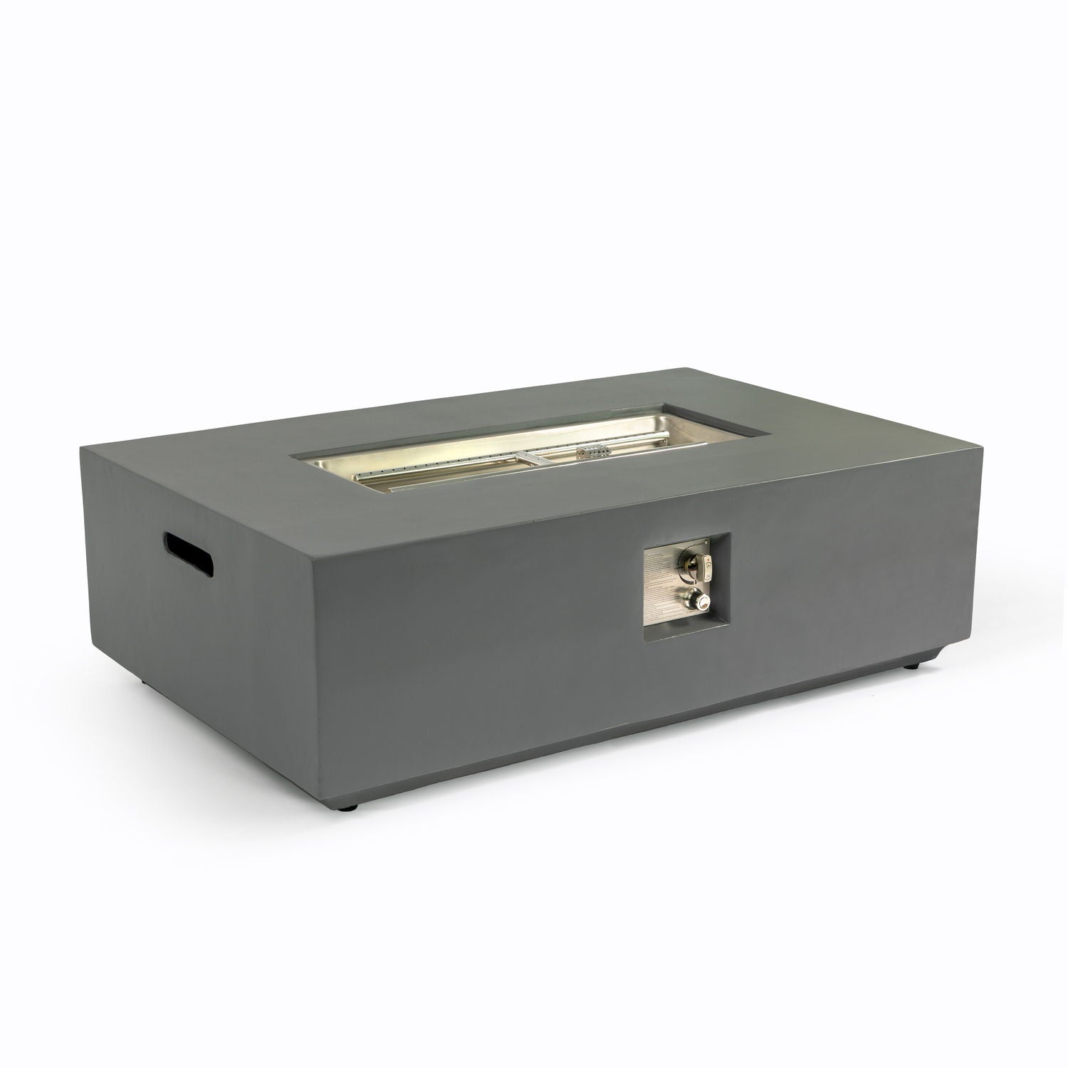 Volon - Rectangular Fire Pit Table, Propane Powered, 50,000 BTU - Light Gray by HouseOfZazla