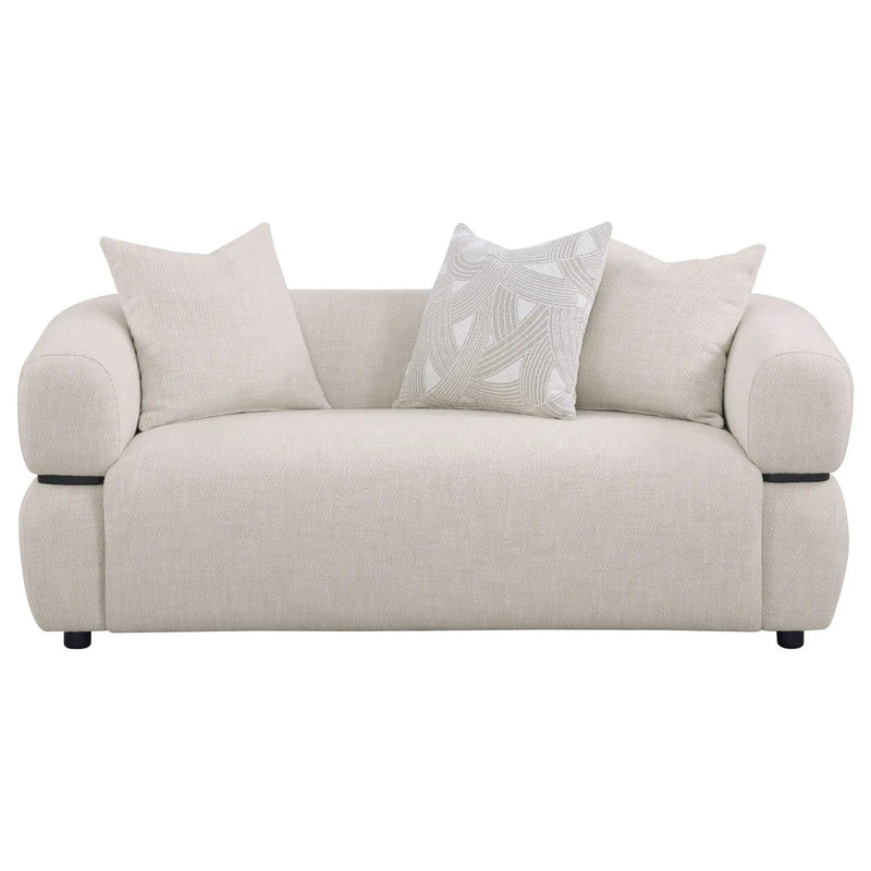 Jeanette 73-inch Fabric Upholstered Round Arm Loveseat Beige by Unique Piece Furniture