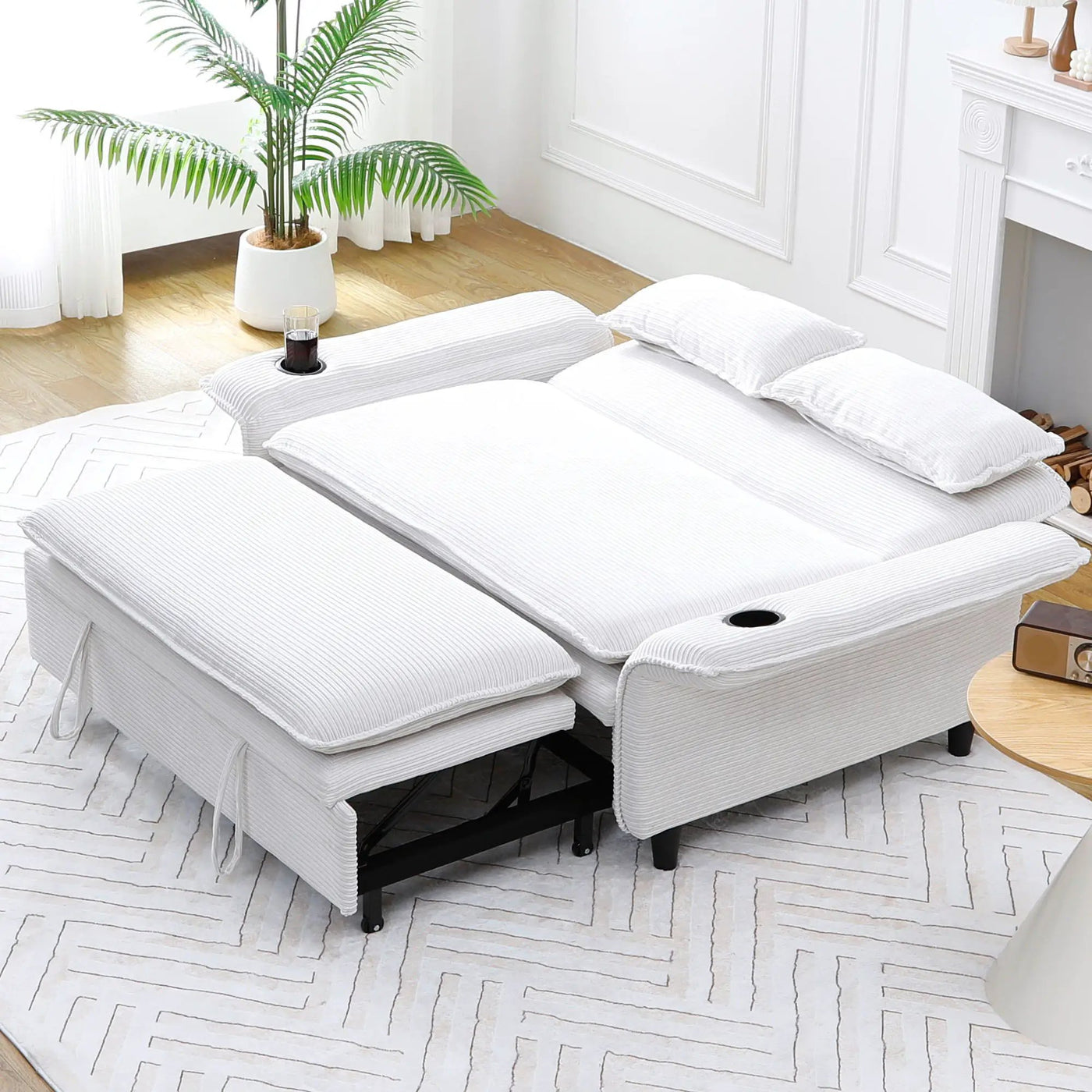 Modern Fabric Multi-Functional Sofa Bed With Adjustable Armrests And Backrests by Unique Piece Furniture