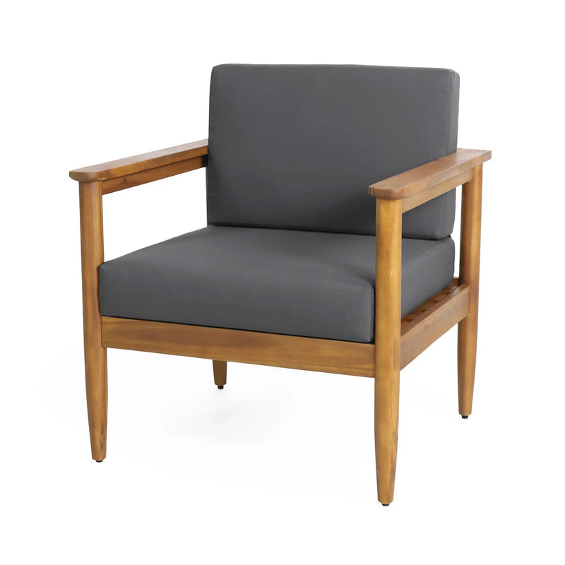 Outdoor Club Chair with Teak Acacia Wood Frame - Dark Gray by HouseOfZazla