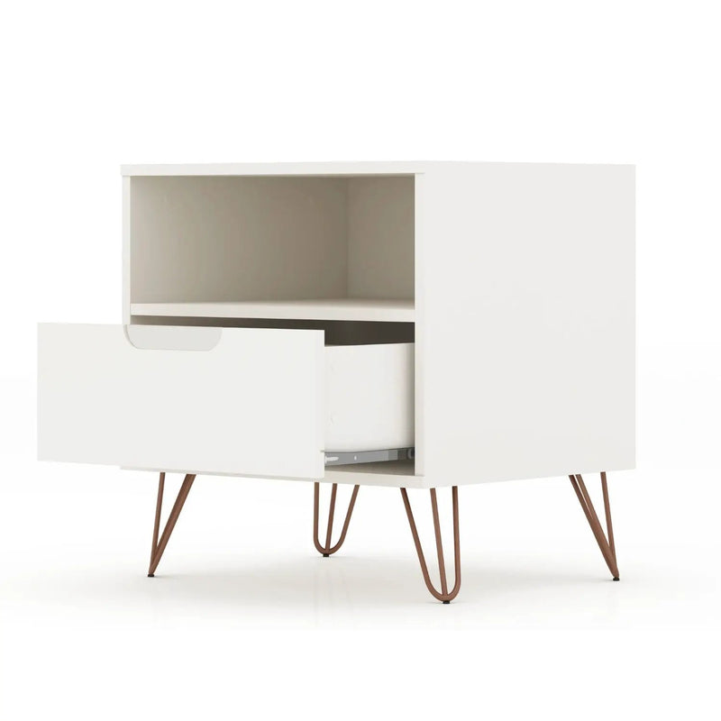 Rockefeller - Nightstand With 1 Drawer - White by HouseOfZazla