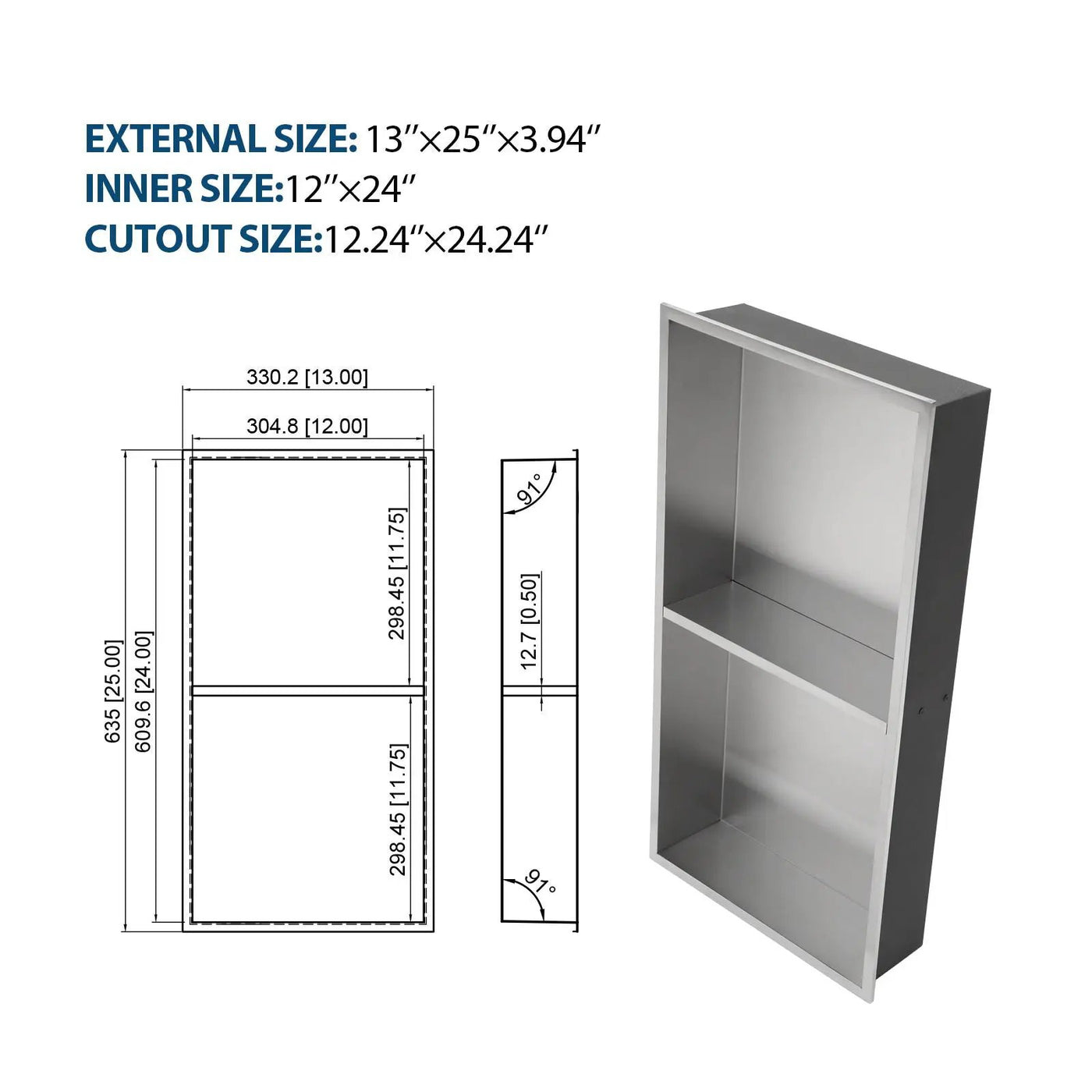 Modern Stainless Steel Shower Niche Double Shelf For Bathroom by HouseOfZazla