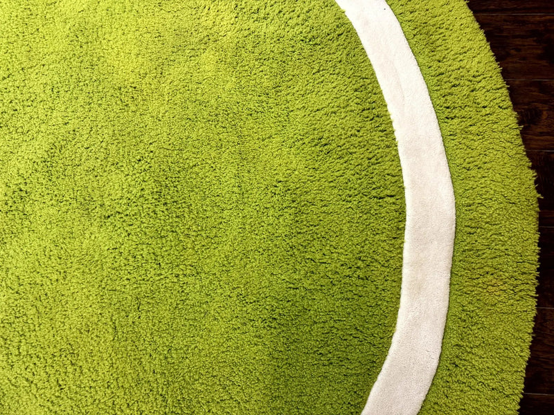 Large Round Rug 9x9, Vintage Retro Design, Lime Green by Jewel Rugs