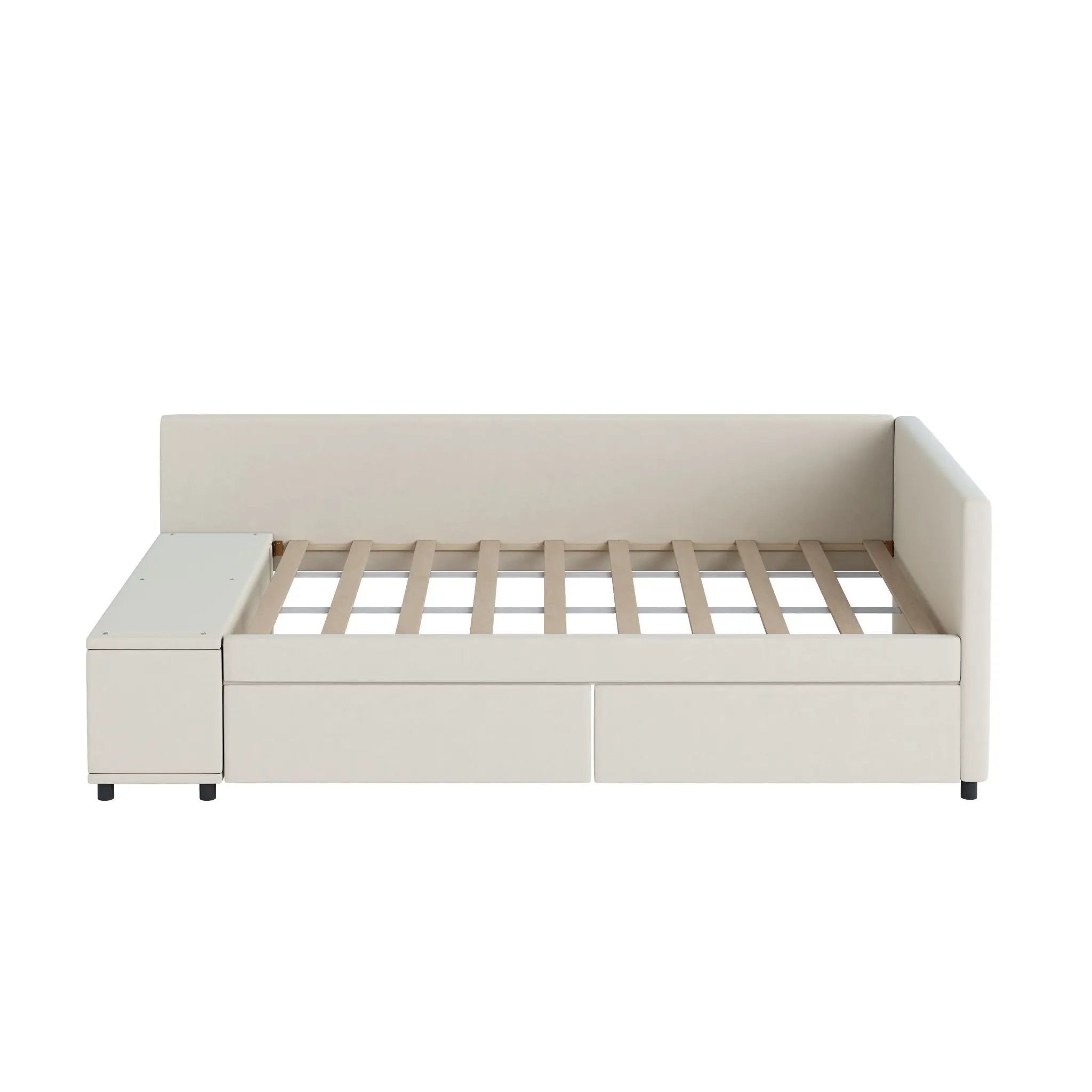 L Shaped Upholstered Platform Bed With Storage And Drawers by HouseOfZazla