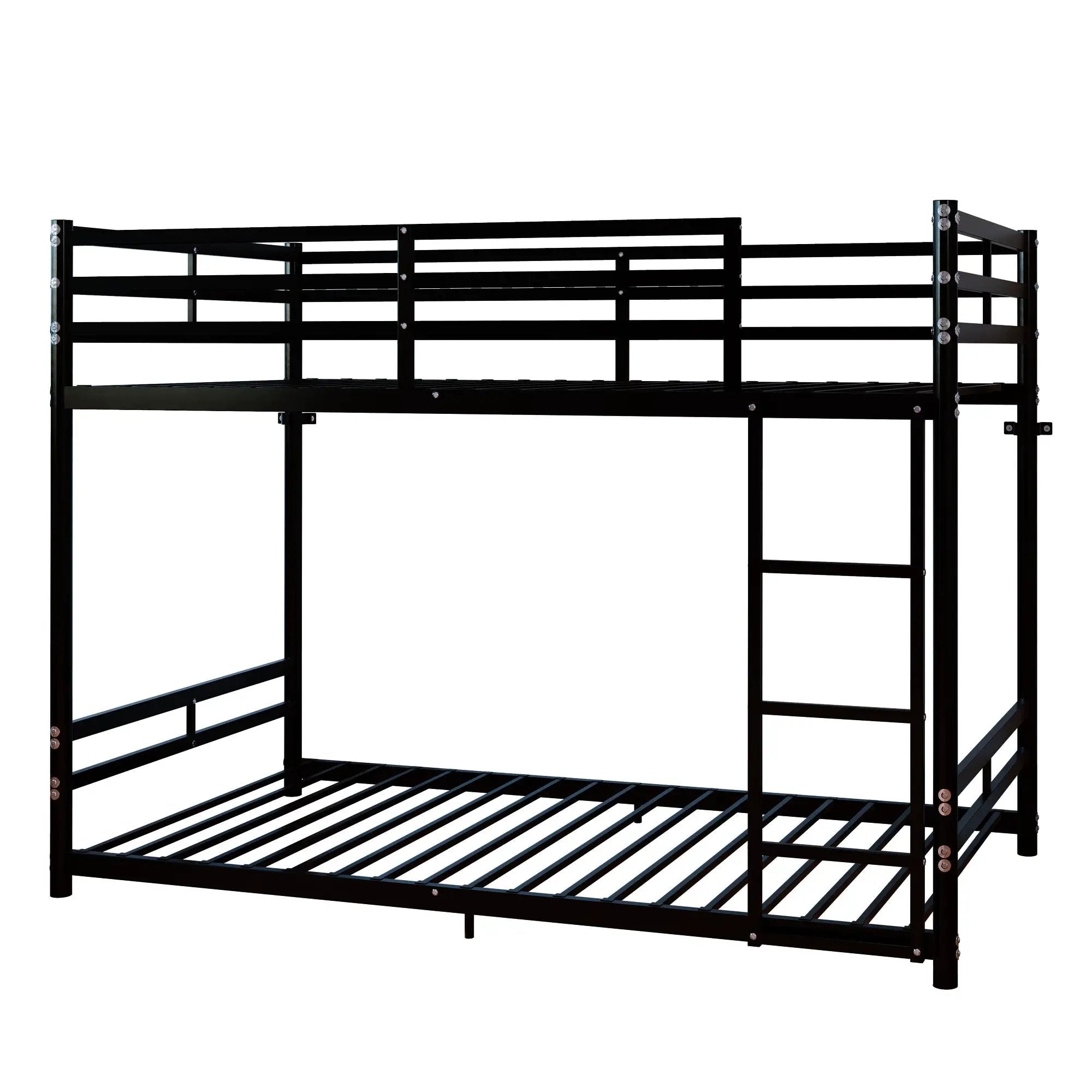 Bunk Bed with Ladder and High Guardrail Metal Bunk Bed, Storage Space, Noise Free, Twin Over Twin Size by HouseOfZazla