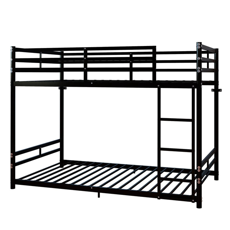 Bunk Bed with Ladder and High Guardrail Metal Bunk Bed, Storage Space, Noise Free, Twin Over Twin Size by HouseOfZazla