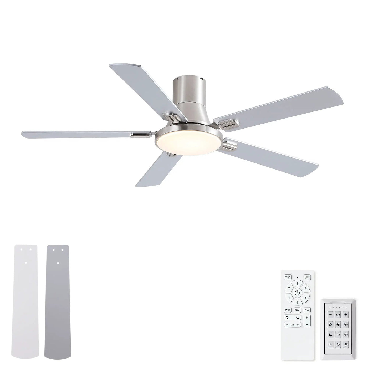 Flush Mount Ceiling Fans With LED Light And Remote Control, 5 Blades by Unique Piece Furniture