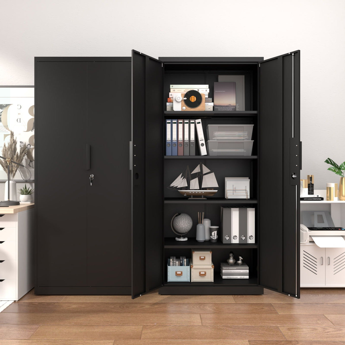 2 Door File Cabinet With Lock, 4 Adjustable Shelves, Heavy-Duty by Unique Piece Furniture