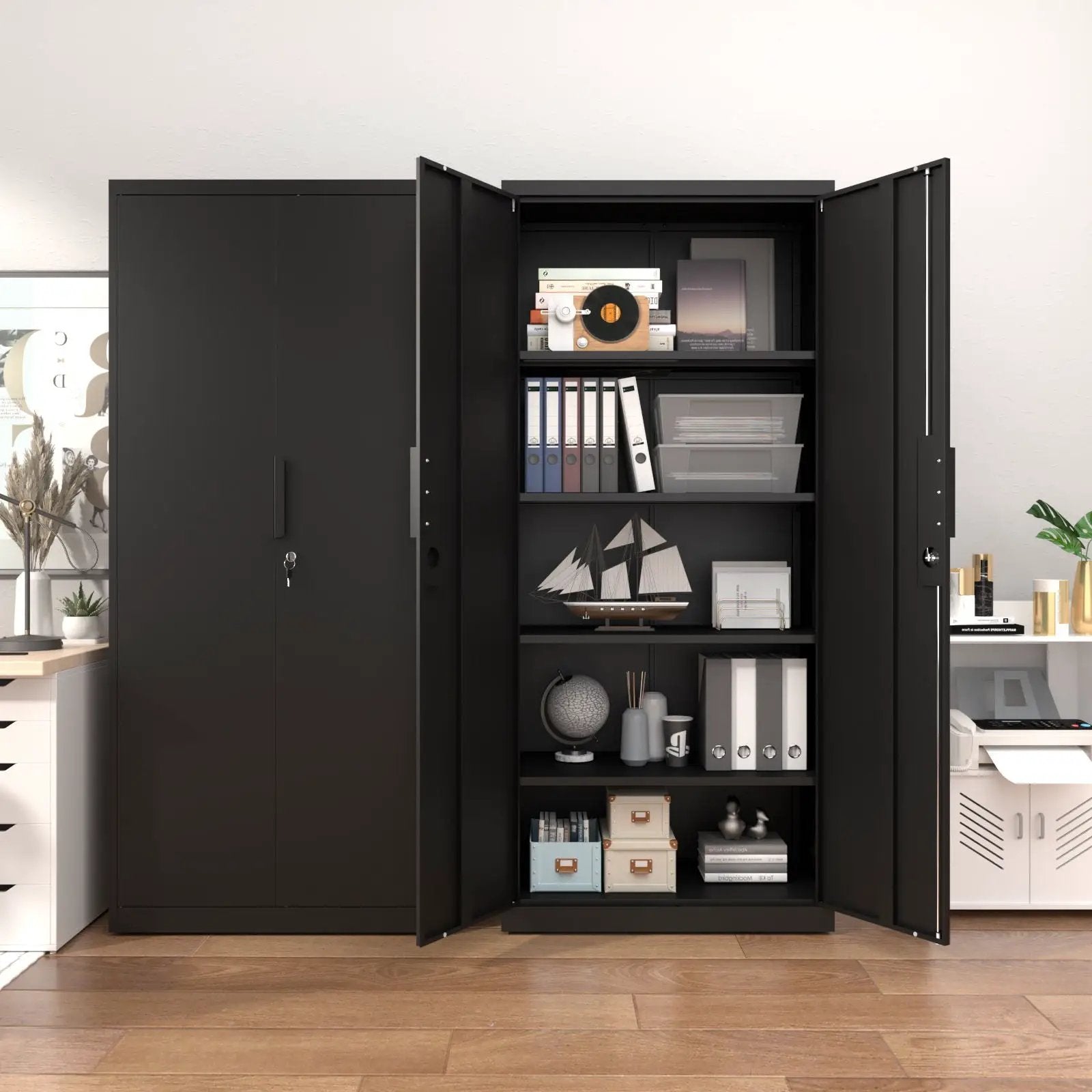 2 Door File Cabinet With Lock, 4 Adjustable Shelves, Heavy-Duty by Unique Piece Furniture