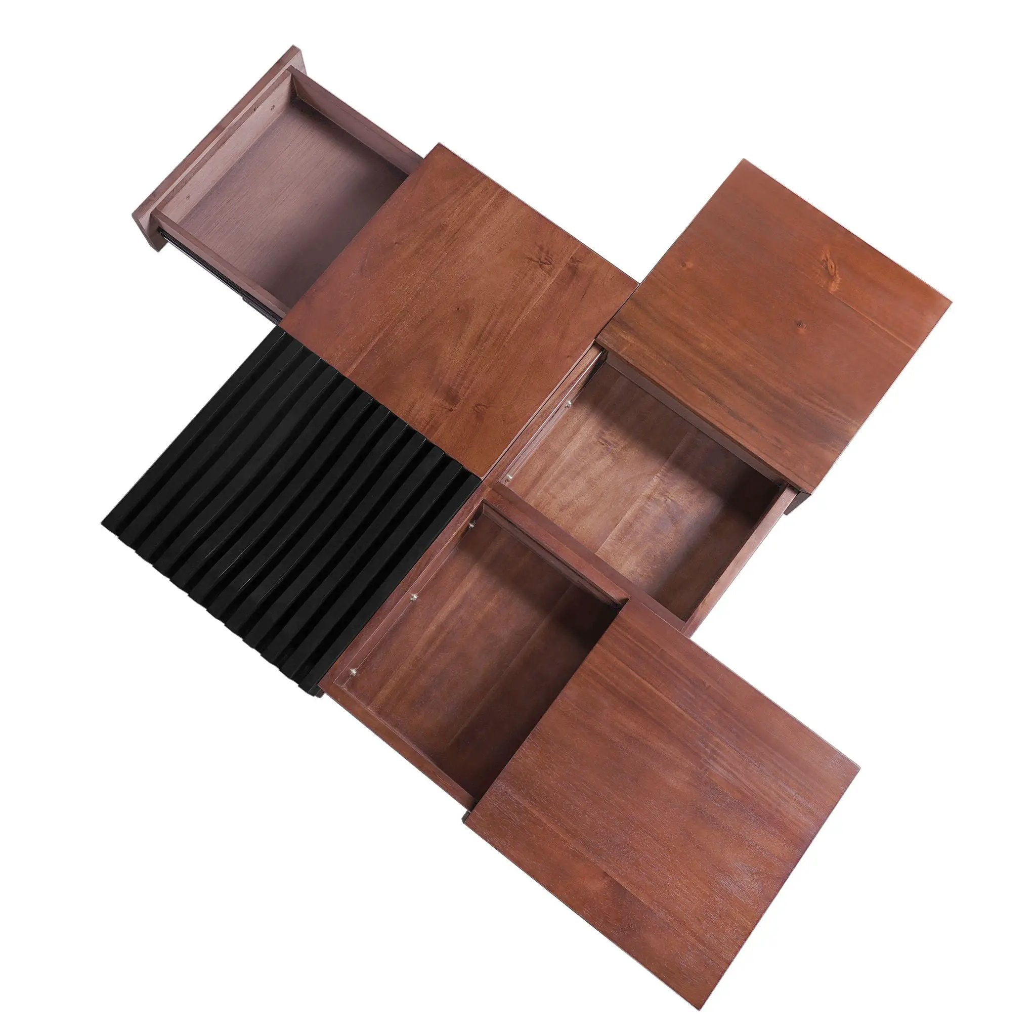Italian Retro Inspired Acacia Wood Storage Coffee Table - Brown / Black by HouseOfZazla