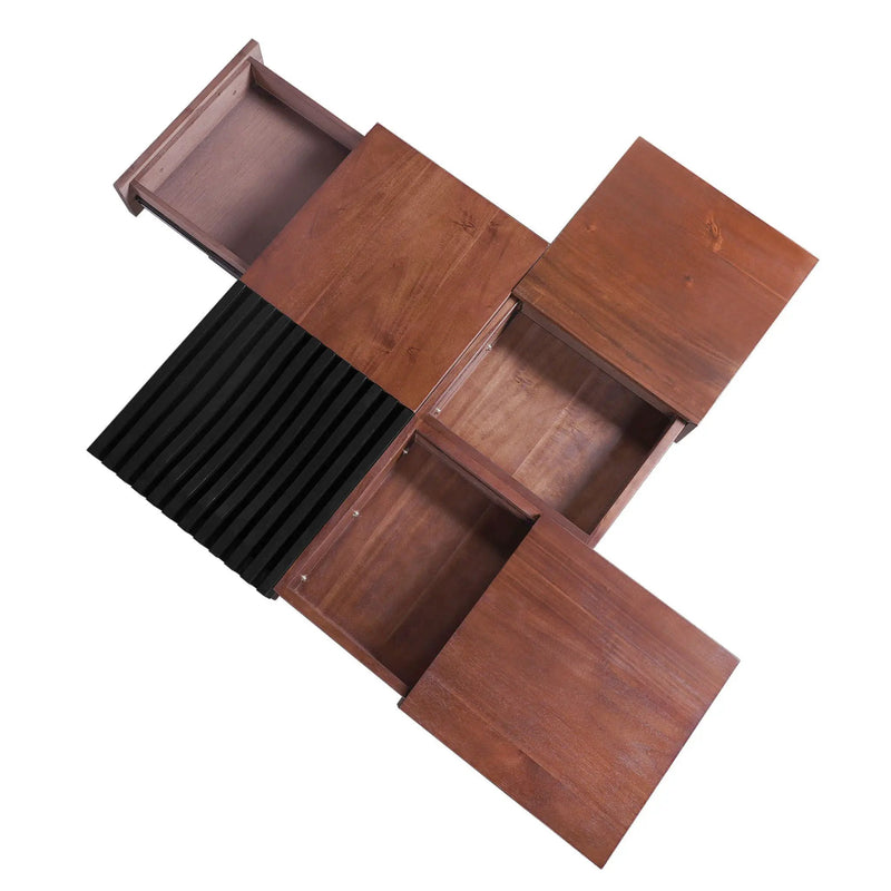 Italian Retro Inspired Acacia Wood Storage Coffee Table - Brown / Black by HouseOfZazla