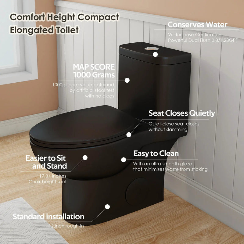 Tornado Flush One-Piece Toilet with Comfort Chair Seat by HouseOfZazla