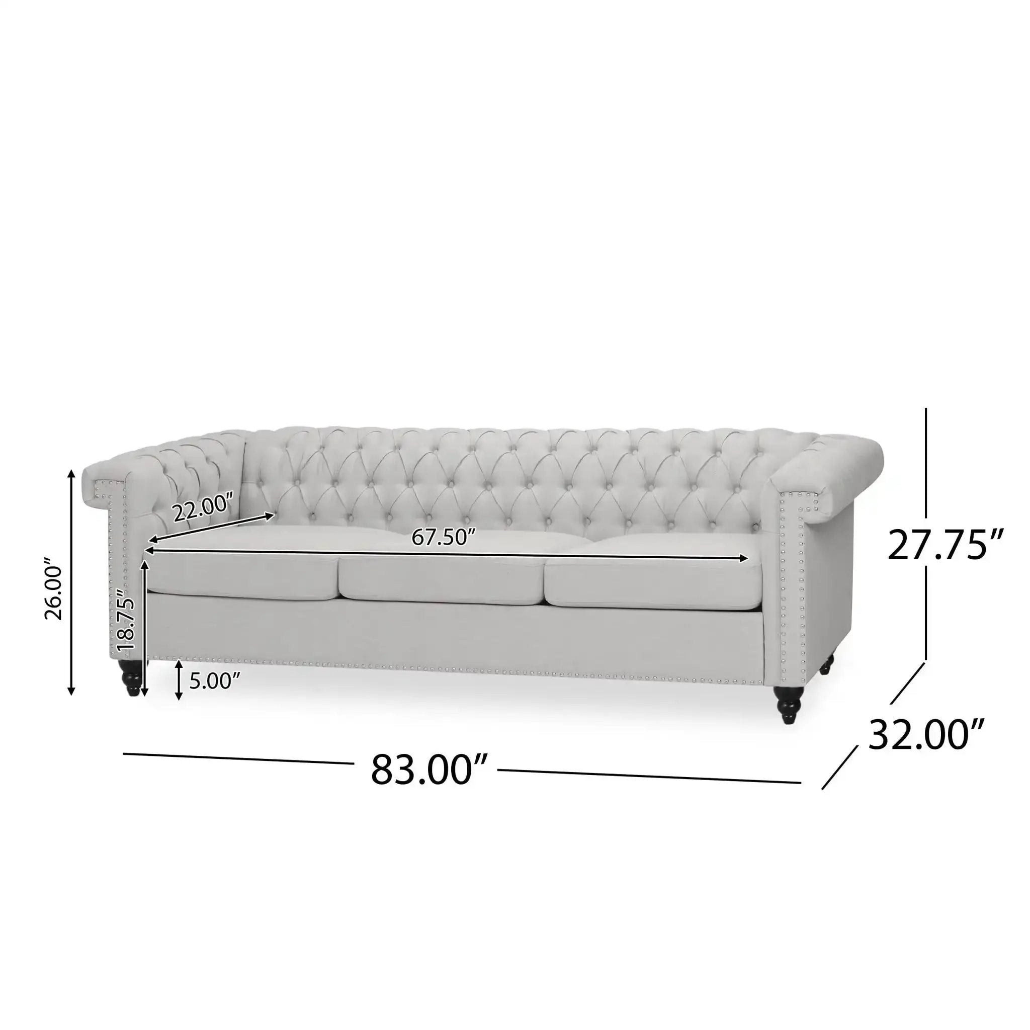 Chesterfield Style 3 Seater Sofa With Deep Button Tufting by HouseOfZazla